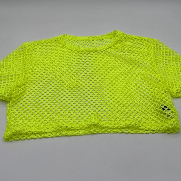 Shein Curve Yellow Netted Swim Beach Cover Up Crop Top Women's Size OXL - Picture 1 of 6